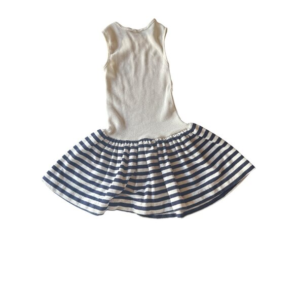 Diane Von Furstenberg Girls White Ribbed Tank Dress Blue Striped Skirt Size 6X - Picture 4 of 4